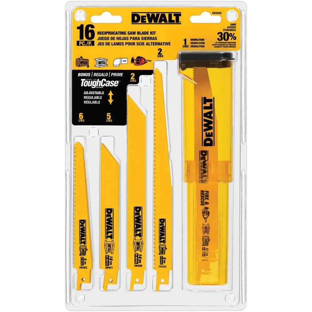 Budget π DEWALT Reciprocating Saw Blades 16-Pack Bi-Metal Set Wood/Metal Cutting Reciprocating Saw Blade Set βοΈ 1 Budget π DEWALT Reciprocating Saw Blades 16-Pack Bi-Metal Set Wood/Metal Cutting Reciprocating Saw Blade Set βοΈ
