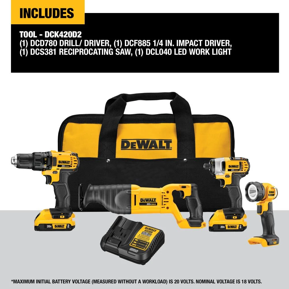 Flash Sale 🤩 DEWALT Power Tool Combo Kits 4-Tool 20-Volt Max Power Tool Combo Kit with Soft Case (2-Batteries and charger Included) ⌛ 9 Flash Sale 🤩 DEWALT Power Tool Combo Kits 4-Tool 20-Volt Max Power Tool Combo Kit with Soft Case (2-Batteries and charger Included) ⌛ - Image 9