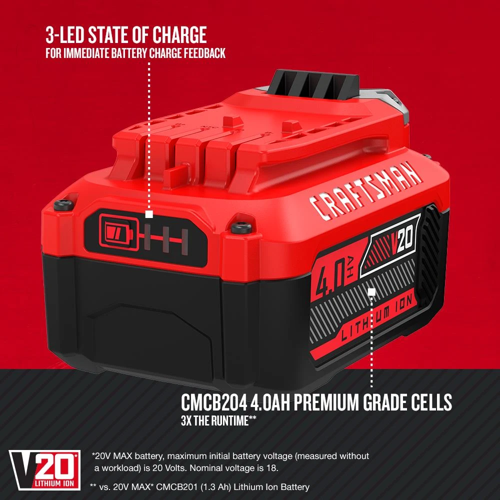 Budget π₯° CRAFTSMAN Power Tool Batteries & Chargers V20 20-Volt Max 4 Amp-Hour Lithium Power Tool Battery β 2 Budget π₯° CRAFTSMAN Power Tool Batteries & Chargers V20 20-Volt Max 4 Amp-Hour Lithium Power Tool Battery β - Image 2