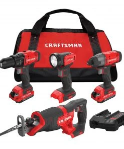 Discount ✨ CRAFTSMAN Power Tool Combo Kits V20 4-Tool 20-Volt Max Power Tool Combo Kit with Soft Case (2-Batteries Included and Charger Included) 😀