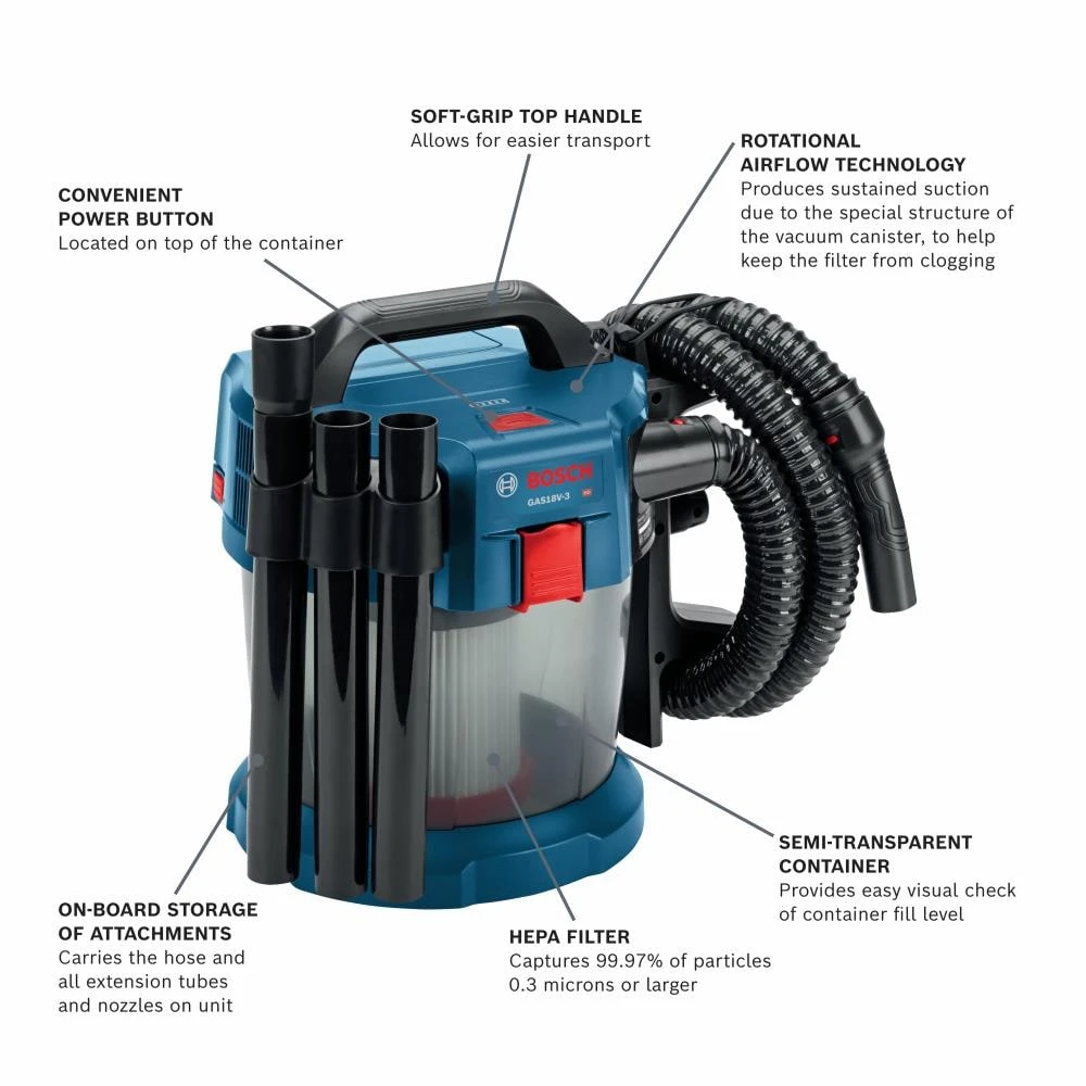 Discount ⨠Bosch Shop Vacuums 2.6-Gallon Cordless Handheld Wet/Dry Shop Vacuum (Battery Not Included) 𧨠5 Discount ⨠Bosch Shop Vacuums 2.6-Gallon Cordless Handheld Wet/Dry Shop Vacuum (Battery Not Included) 𧨠- Image 5