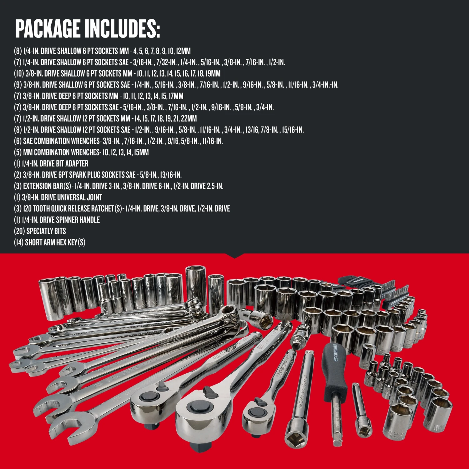 Cheapest π CRAFTSMAN Mechanics Tool Sets 121-Piece Standard (SAE) and Metric Combination Gunmetal Chrome Mechanics Tool Set (1/4-in; 3/8-in) π 7 Cheapest π CRAFTSMAN Mechanics Tool Sets 121-Piece Standard (SAE) and Metric Combination Gunmetal Chrome Mechanics Tool Set (1/4-in; 3/8-in) π - Image 7
