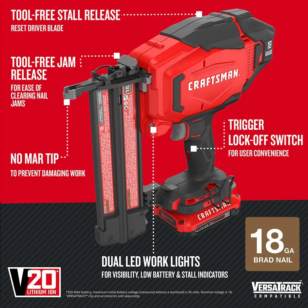 New โ CRAFTSMAN Nailers V20 18-Gauge 20-Volt Max Cordless Brad Nailer ๐ 7 New โ CRAFTSMAN Nailers V20 18-Gauge 20-Volt Max Cordless Brad Nailer ๐ - Image 7