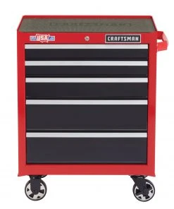 Outlet 😀 CRAFTSMAN Bottom Tool Cabinets 2000 Series 26.5-in W x 34-in H 5-Drawer Steel Rolling Tool Cabinet (Red) ⌛ -Craftsman Sales Shop 09985700
