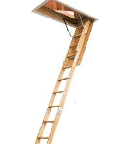 Discount π Century Attic Ladders Elite 7.75-ft to 10.25-ft Type I Wood Attic Ladder π