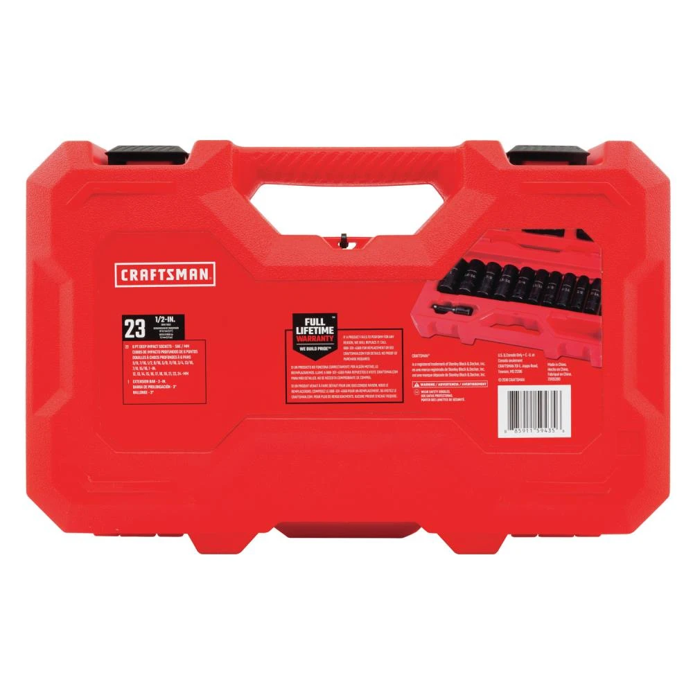 New π₯° CRAFTSMAN Impact Sockets & Impact Socket Sets 23-Piece Standard (SAE) and Metric Combination 1/2-in Drive Set 6-Point Impact Socket Set π 4 New π₯° CRAFTSMAN Impact Sockets & Impact Socket Sets 23-Piece Standard (SAE) and Metric Combination 1/2-in Drive Set 6-Point Impact Socket Set π - Image 4