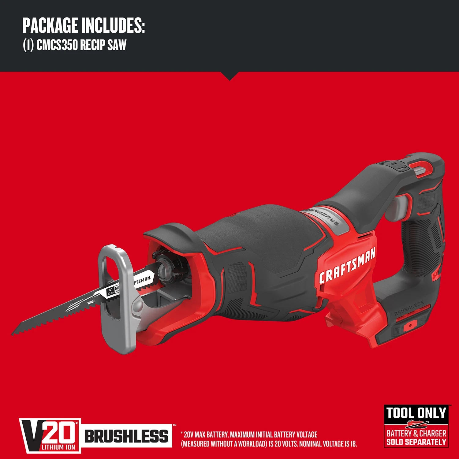 Promo ⭐ CRAFTSMAN Reciprocating Saws V20 20-volt Max Variable Speed Brushless Cordless Reciprocating Saw (Tool Only) ⭐ 3 Promo ⭐ CRAFTSMAN Reciprocating Saws V20 20-volt Max Variable Speed Brushless Cordless Reciprocating Saw (Tool Only) ⭐ - Image 3