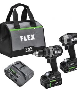 Flash Sale ❤️ FLEX Power Tool Combo Kits 2-Tool 24-Volt Brushless Power Tool Combo Kit with Soft Case (2-Batteries Included and Charger Included) 🎁
