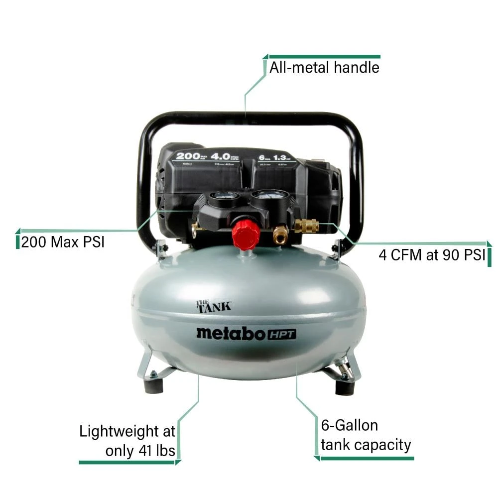 Buy ⌛ Metabo HPT Air Compressors The Tank 6-Gallon Single Stage Portable Corded Electric Pancake Air Compressor 👏 2 Buy ⌛ Metabo HPT Air Compressors The Tank 6-Gallon Single Stage Portable Corded Electric Pancake Air Compressor 👏 - Image 2
