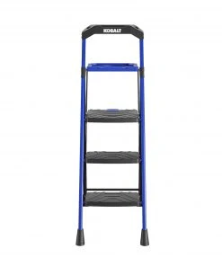 Best deal π Kobalt Step Stools 3-Step 300-lb Capacity Black Steel Foldable Step Stool π