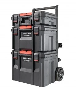 Deals 🎁 CRAFTSMAN Portable Tool Boxes TradeStack System Tower 22-in Black Plastic Wheels Lockable Tool Box 🧨