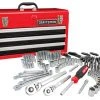 Deals 🎁 CRAFTSMAN Mechanics Tool Sets 224-Piece Standard (SAE) and Metric Combination Polished Chrome Mechanics Tool Set (1/4-in; 3/8-in) 😍