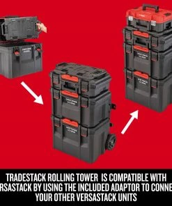 Deals 🎁 CRAFTSMAN Portable Tool Boxes TradeStack System Tower 22-in Black Plastic Wheels Lockable Tool Box 🧨 -Craftsman Sales Shop 43569038