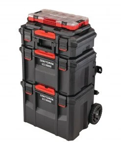 Deals 🎁 CRAFTSMAN Portable Tool Boxes TradeStack System Tower 22-in Black Plastic Wheels Lockable Tool Box 🧨 -Craftsman Sales Shop 43569041