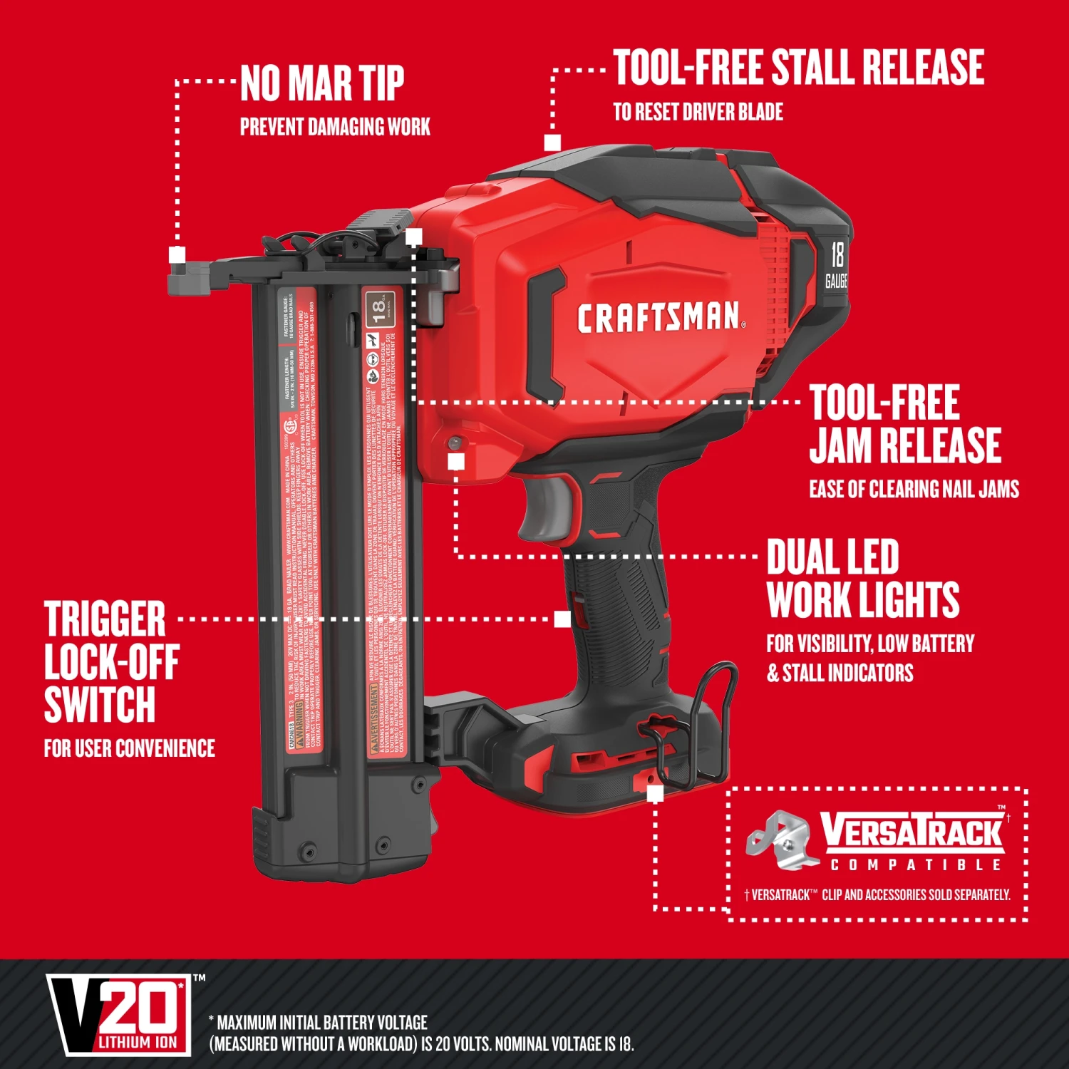 Outlet π CRAFTSMAN Nailers V20 18-Gauge Cordless Brad Nailer π 2 Outlet π CRAFTSMAN Nailers V20 18-Gauge Cordless Brad Nailer π - Image 2